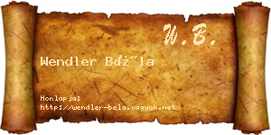 Wendler Béla névjegykártya